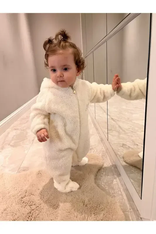 Зимний спальный мешок для новорожденных Wellsoft из плюша унисекс с застежкой-молнией и пинетками - 4