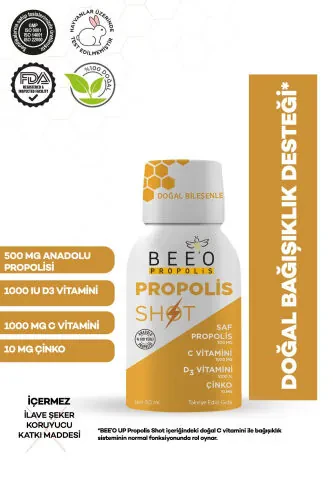 Zinc D3+C Vitamin Shot Propolis 12 Pack - BEE'O UP