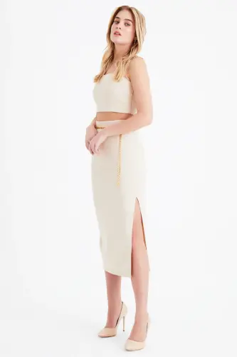 Zincir Kemerli Kalem Etek - Taş-TAŞ - 3