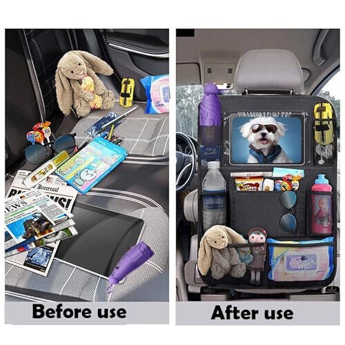 Zion Praiser Car Backseat Organizer with tablet holder,1Pcs Kick Mats Back Seat Protector with 9 Storage Pockets Travel Accessories Easy to Clean BLACK - 4