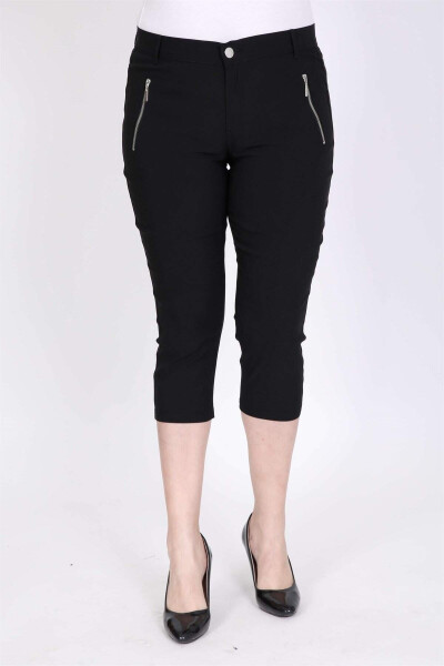 Zip-Up Pocket Lycra Capri Pants - 6