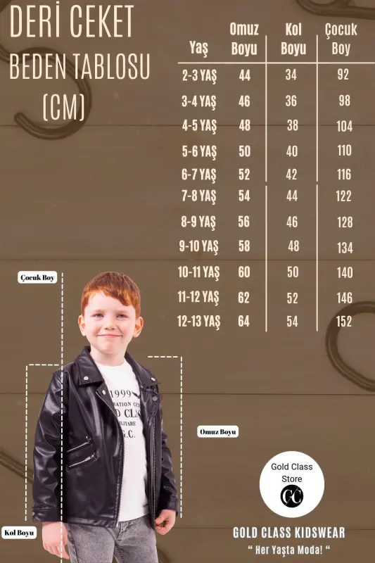 Zipped Boys Leather Jacket - Black - 8