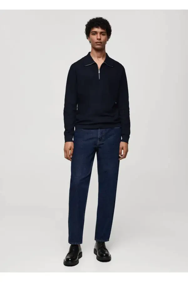 Zipped Fisherman Neck Cable Knit Sweater - 2