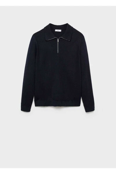 Zipped Fisherman Neck Cable Knit Sweater - 3