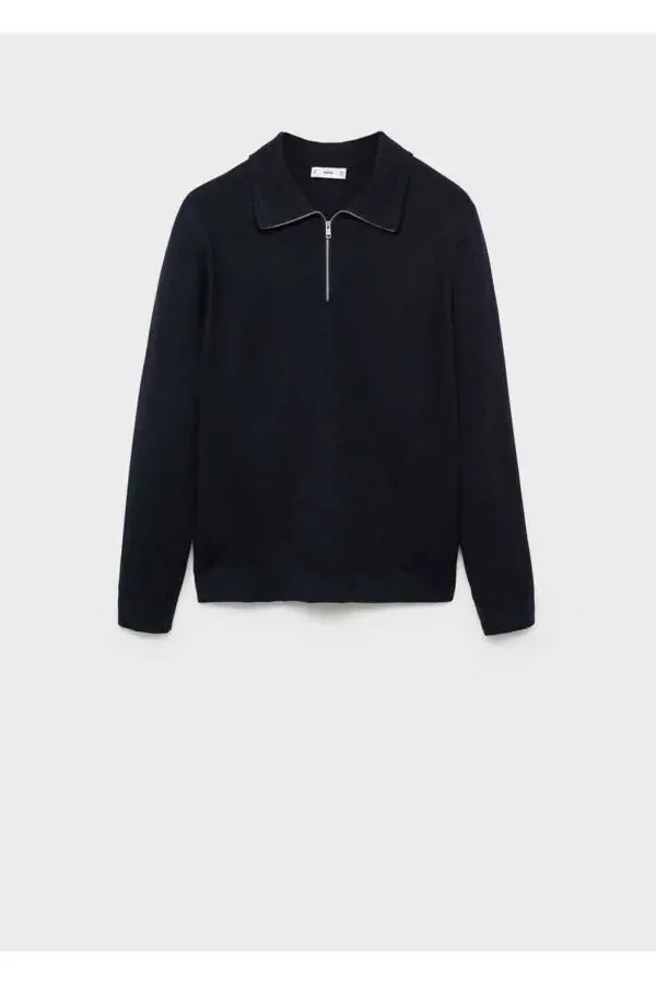 Zipped Fisherman Neck Cable Knit Sweater - 3