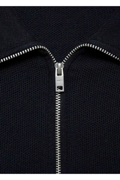 Zipped Fisherman Neck Cable Knit Sweater - 7