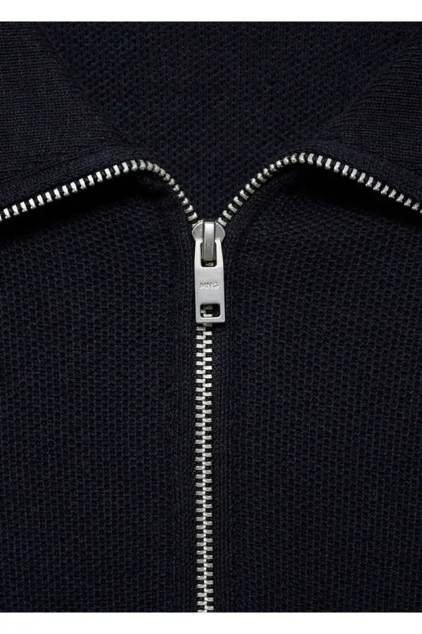 Zipped Fisherman Neck Cable Knit Sweater - 7