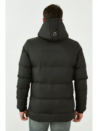 Zipper Closure Slim Fit Hooded Stand-Up Collar Men's Jacket 5717101-Khaki - 5