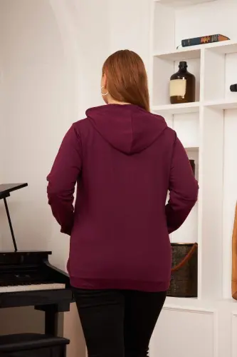 Zipper Detail Plus Size Sweatshirt - Mauve - 4
