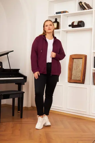 Zipper Detail Plus Size Sweatshirt - Mauve - 5