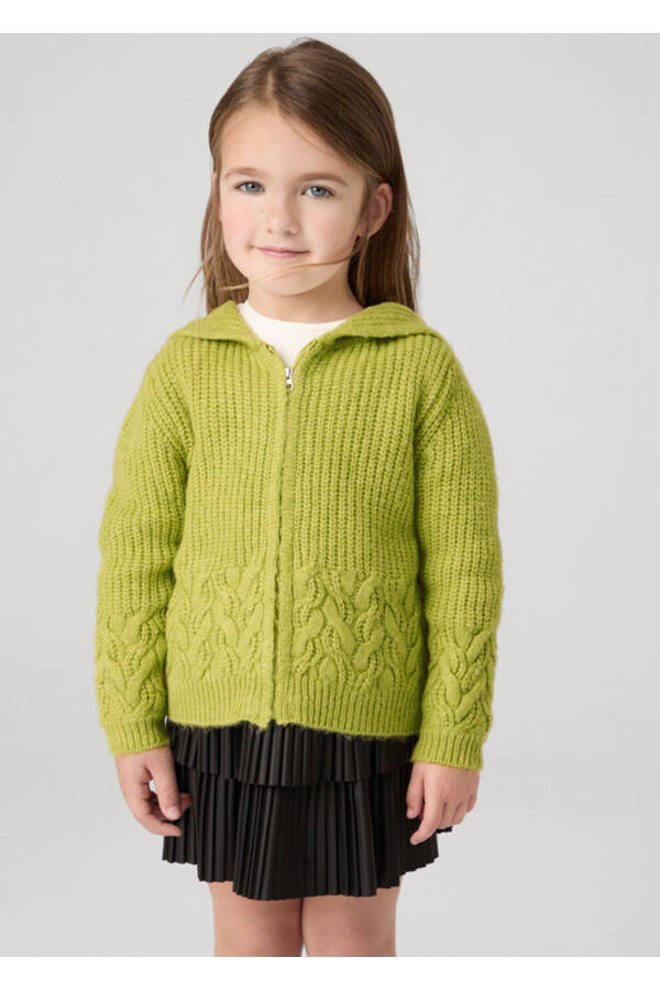 Zippered and hooded thick knitted cardigan - 3