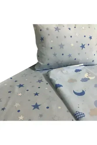 Zippered Baby Duvet Cover Set-BLUE - 1