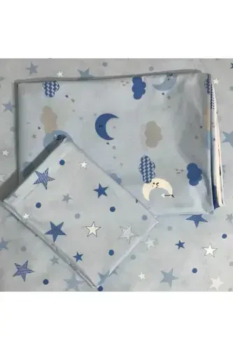 Zippered Baby Duvet Cover Set-BLUE - Y YAĞIZ HOME COLLECTION (1)