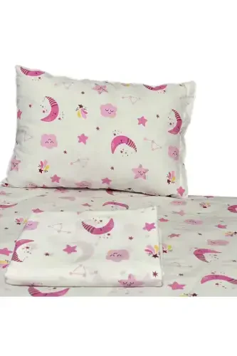 Zippered Baby Duvet Cover Set - White Base Pink - 1