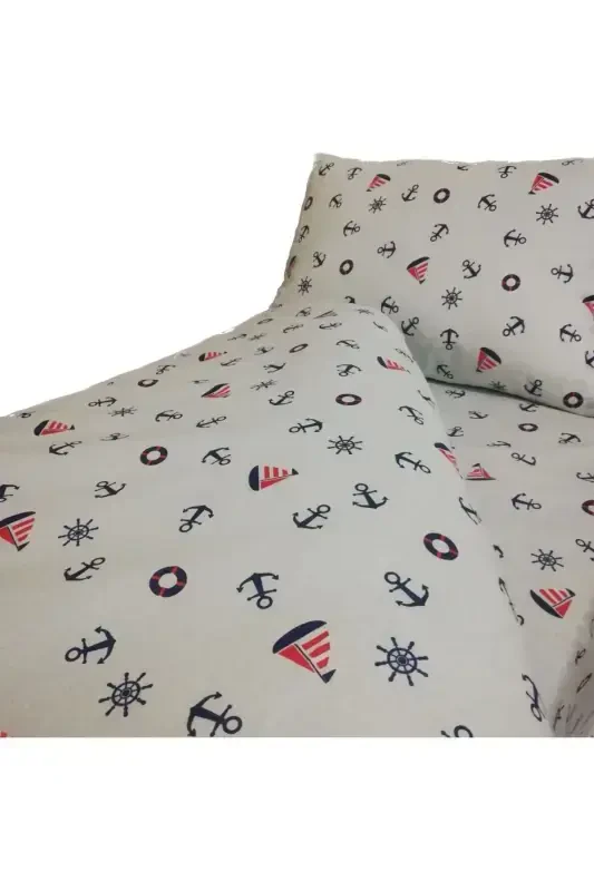 Zippered Baby Duvet Cover Set- White red navy blue - 1