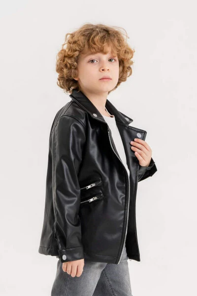 Zippered Boys Leather Jacket - 3