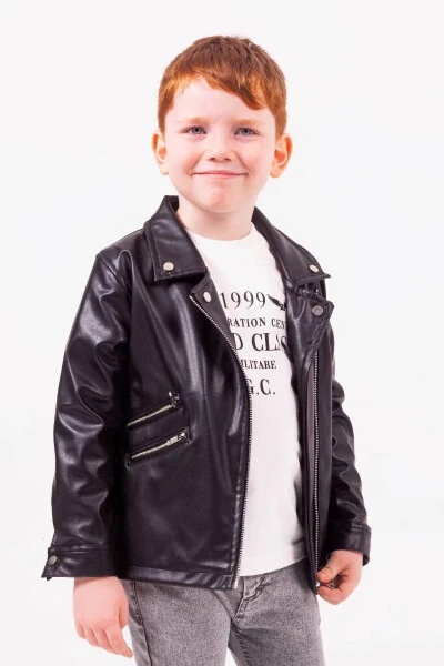 Zippered Boys Leather Jacket - 6