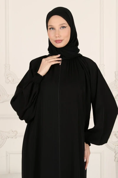 Zippered Ferace & Abaya with Elastic Sleeves - HALİL TÜRKER