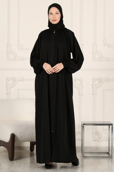 Zippered Ferace & Abaya with Elastic Sleeves - HALİL TÜRKER (1)