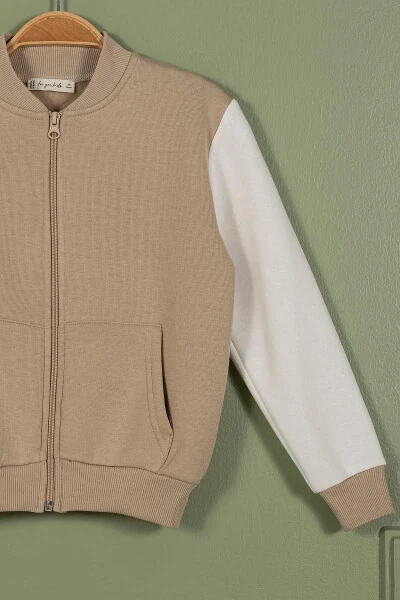 Zippered Fleece Kangaroo Pocket Stone Girls Jacket - FOR YOU KIDS (1)