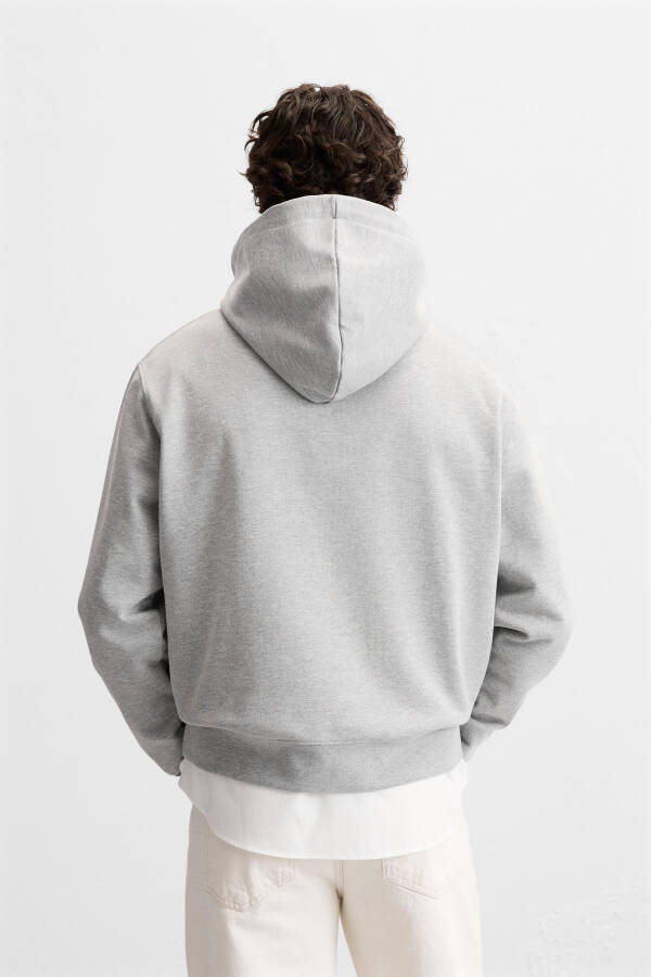 Zippered hooded sweatshirt - Grey marl - 3