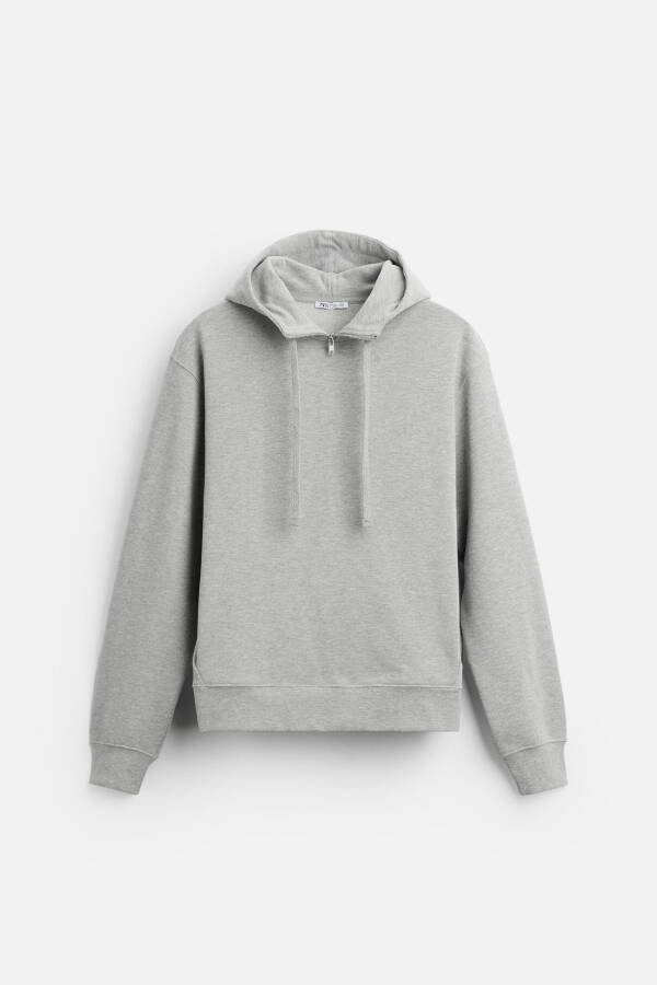 Zippered hooded sweatshirt - Grey marl - 6