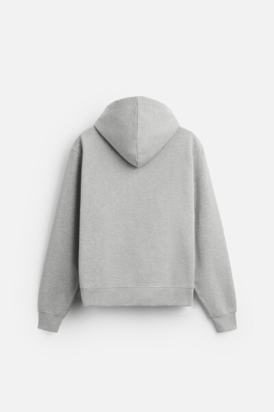 Zippered hooded sweatshirt - Grey marl - 7