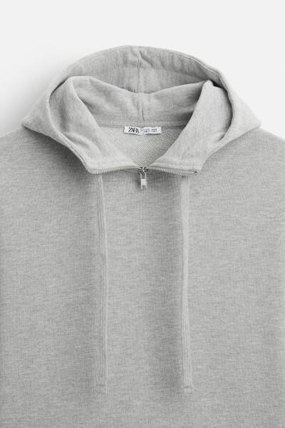 Zippered hooded sweatshirt - Grey marl - 8