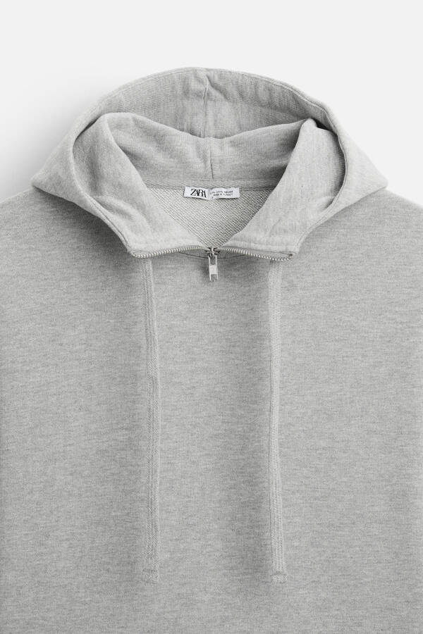 Zippered hooded sweatshirt - Grey marl - 8