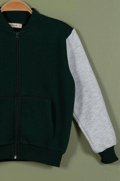 Zippered Kangaroo Pocket Emerald Green Girls Jacket - FOR YOU KIDS (1)