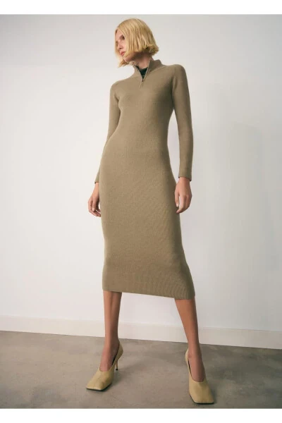 Zippered Knotted Dress - MANGO (1)