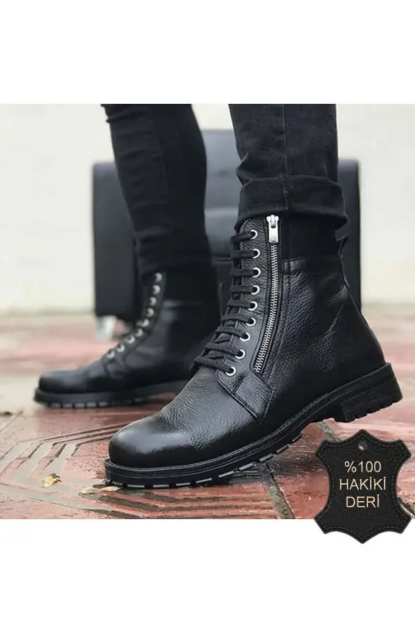 Zippered Military Genuine Leather Men's Boots Tt103 - 5