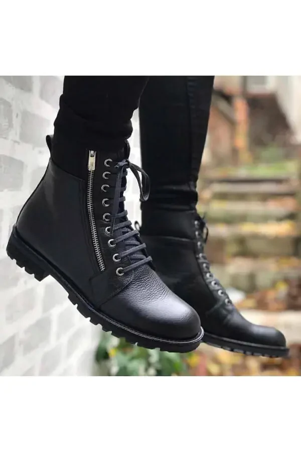 Zippered Military Genuine Leather Men's Boots Tt103 - 3