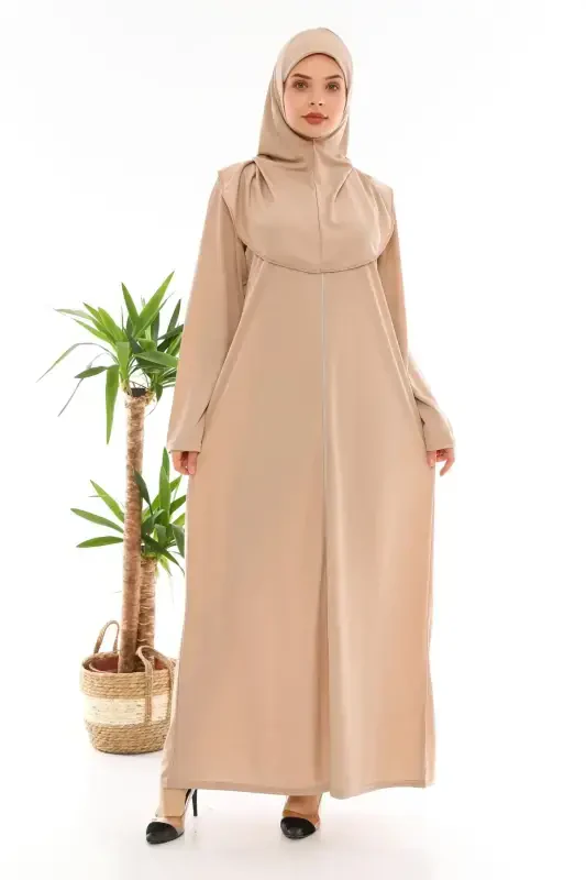 Zippered One-Piece Prayer Dress Mink-mink - MEDIPEK