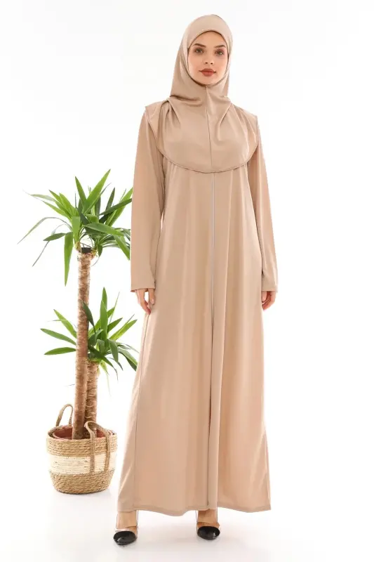 Zippered One-Piece Prayer Dress Mink-mink - 3