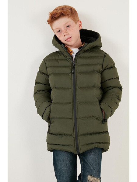 Zippered Pocket Hooded Puffer Jacket 6492324 - 8