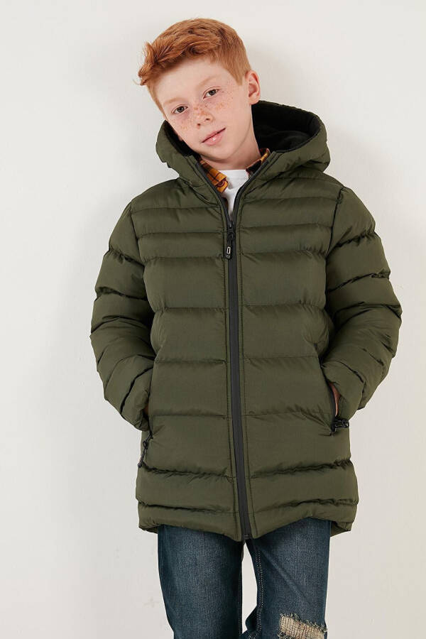 Zippered Pocket Hooded Puffer Jacket 6492324 - 14