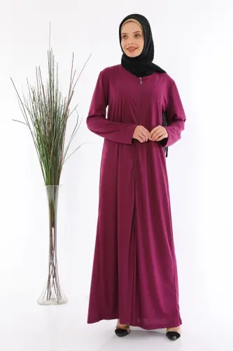 Zippered Prayer Dress Abaya - purple 