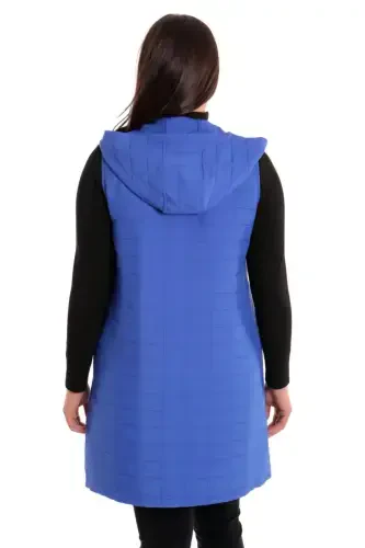 Zippered Rectangular Pattern Quilted Sax Vest - 3