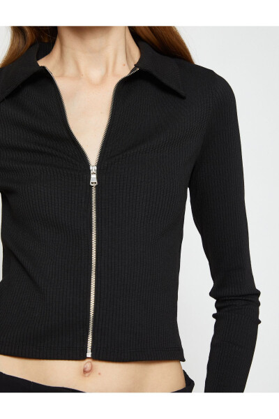 Zippered, ribbed cardigan - 5