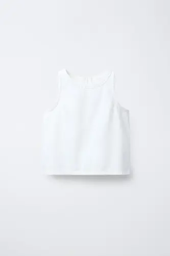 ZIPPERED SLEEVELESS TOP-White - 1