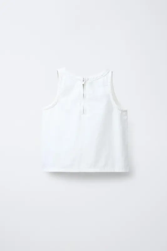 ZIPPERED SLEEVELESS TOP-White - 2
