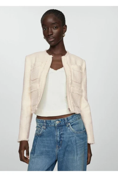 Zippered Tweed Jacket - 1