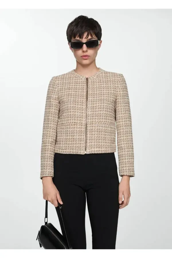 Zippered Tweed Jacket - 1