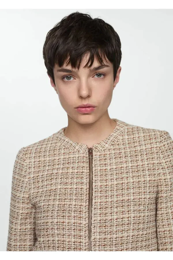 Zippered Tweed Jacket - 5