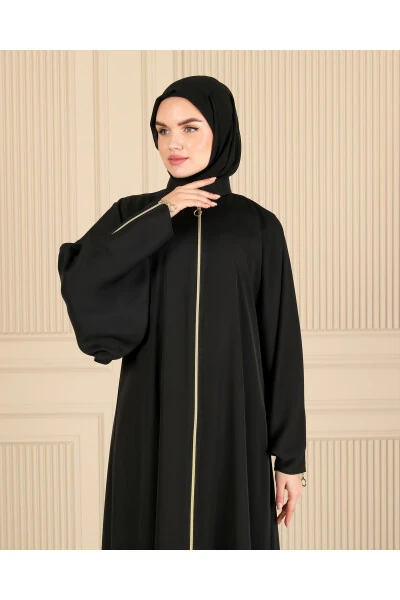 Zippered Wide Sleeve Ferace & Abaya - HALİL TÜRKER