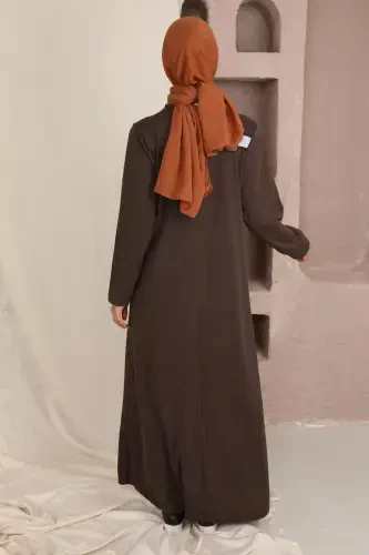 Zippered Women's Prayer Dress-BROWN - 4