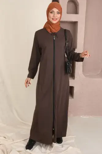 Zippered Women's Prayer Dress-BROWN - 6