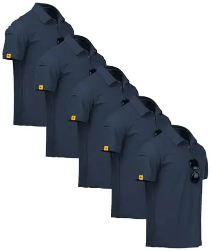 ZITY 5 Pack Erkaklar Polo Ko'ylak Qisqa Qisma Sport Golf Tennis Futbolka Namlikni chiqaruvchi Yozgi Ko'ylaklar - 1