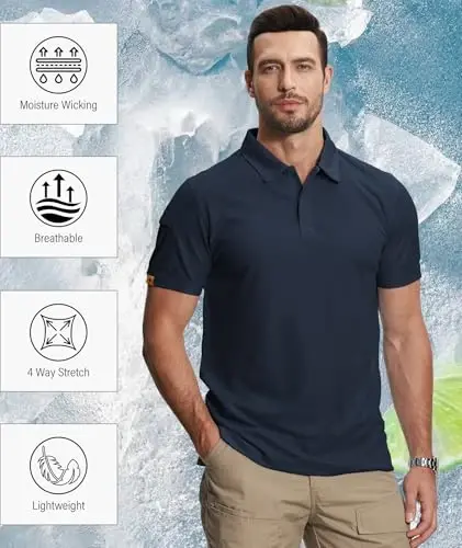 ZITY 5 Pack Erkaklar Polo Ko'ylak Qisqa Qisma Sport Golf Tennis Futbolka Namlikni chiqaruvchi Yozgi Ko'ylaklar - 5